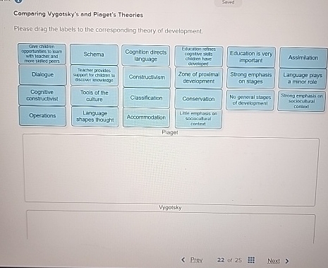 Solved Comparing Vygotsky s and Pioget s TheoriesPlease drag