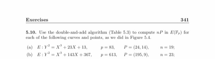 Solved Exercises 341 5.10. Use the double-and-add algorithm | Chegg.com