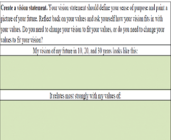 VISION STATEMENTCreate a vision statement using Workshe... | Chegg.com