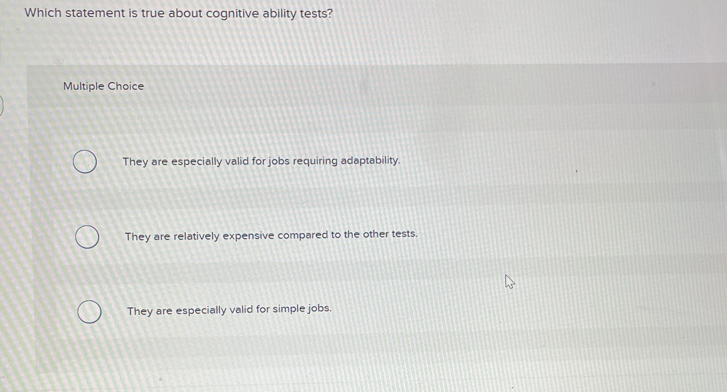 Solved Which statement is true about cognitive ability | Chegg.com