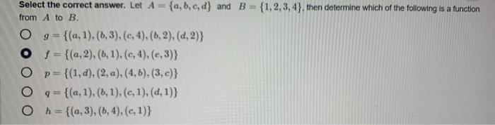 Solved Select the correct answer. Let A = {a,b,c,d) and B = | Chegg.com