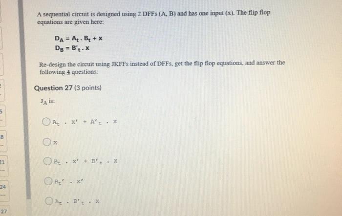 Solved The following sequential circuit diagram is given. | Chegg.com