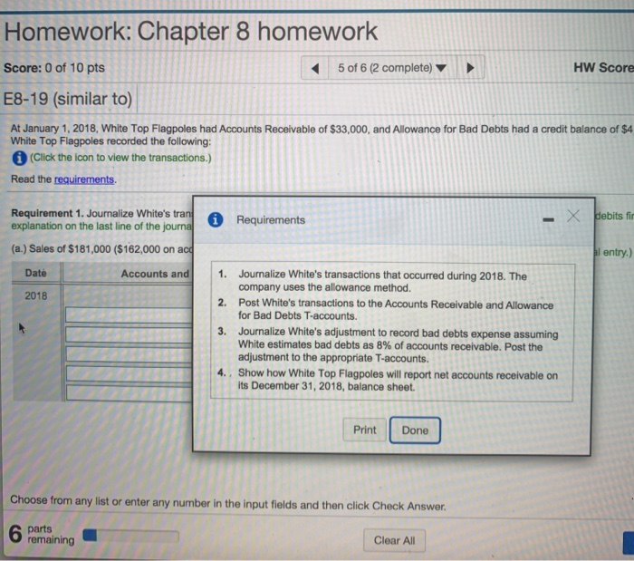 Solved Save Homework: Chapter 8 homework Score: 0 of 10 pts | Chegg.com