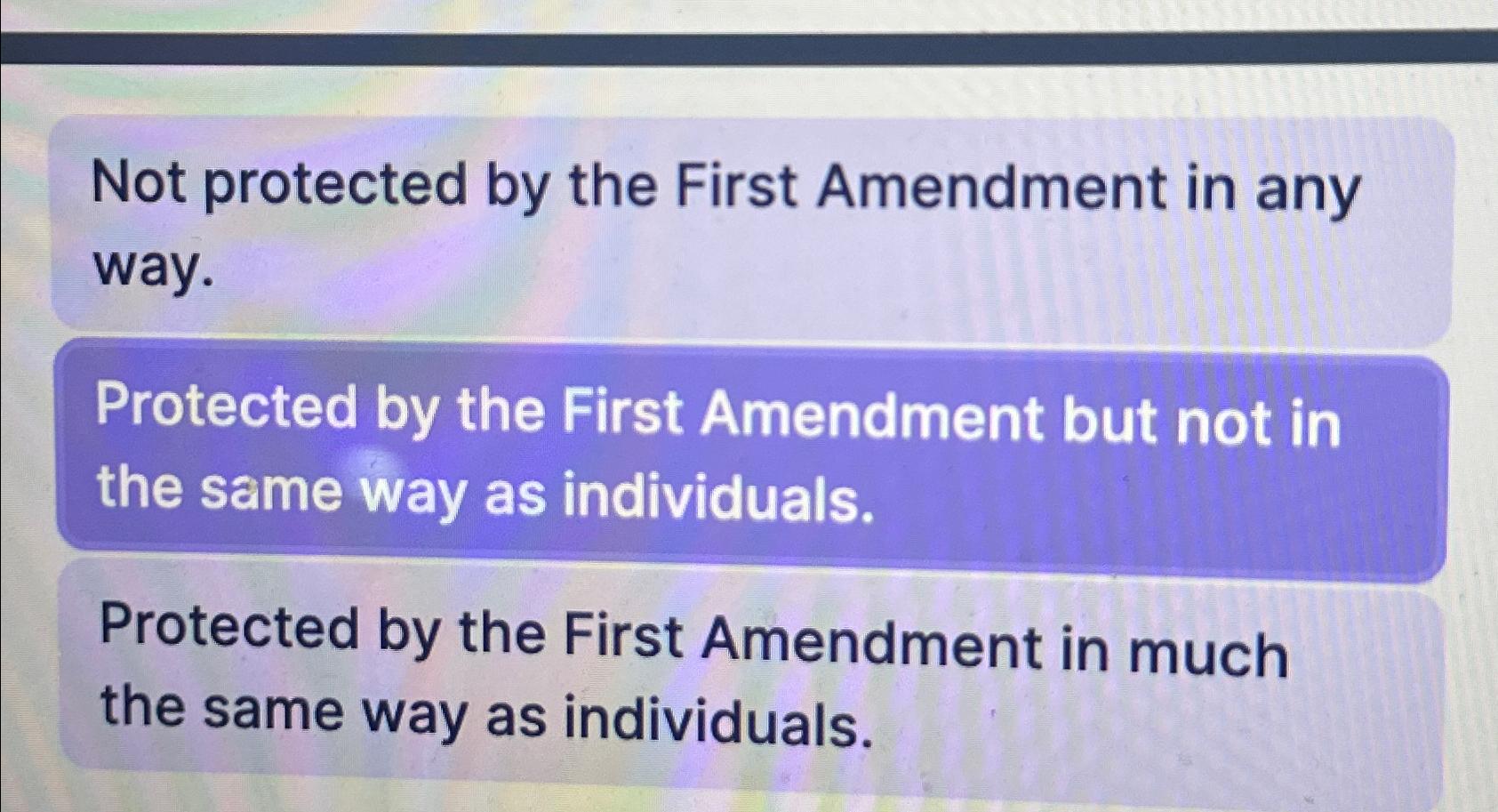 Solved Not Protected By The First Amendment In Any | Chegg.com