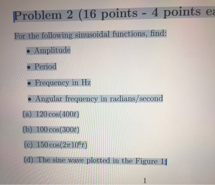 Solved Problem 2 (16 points - 4 points ea For the following | Chegg.com