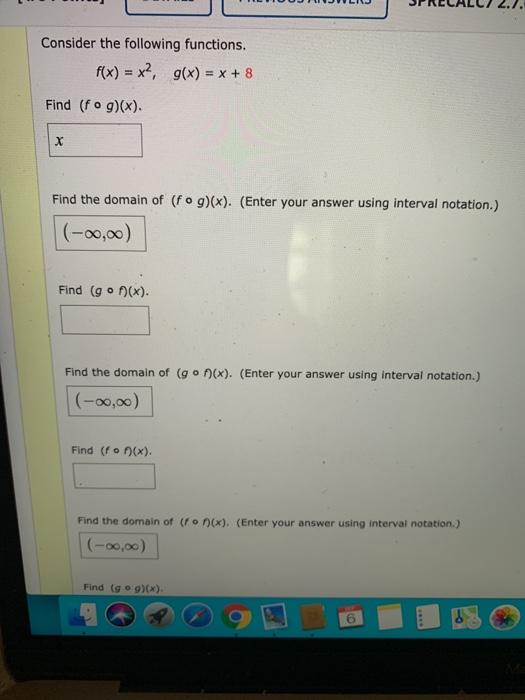 Solved Consider the following functions. f(x) = x2, g(x) = x | Chegg.com