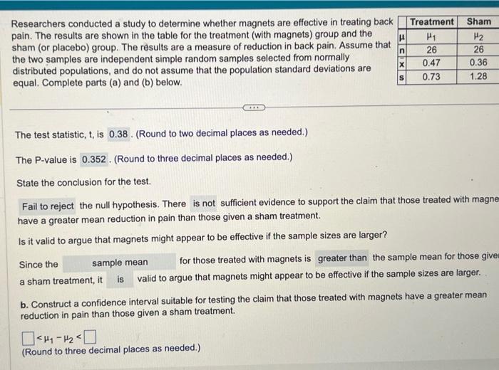 Solved Researchers conducted a study to determine whether | Chegg.com