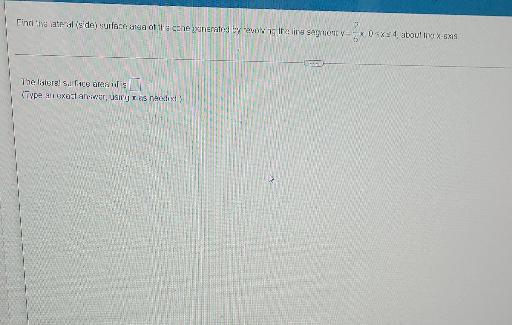 Solved Find the lateral (side) surface area of the cone | Chegg.com