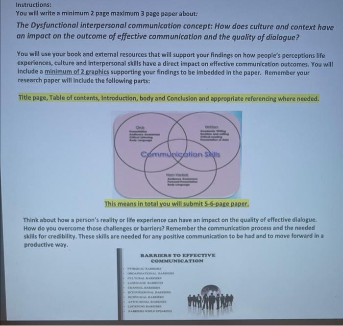 Instructions: You will write a minimum 2 page maximum | Chegg.com