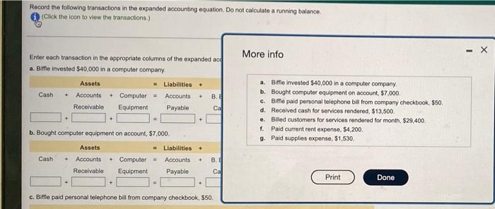 Solved Record the following transactions in the expanded | Chegg.com