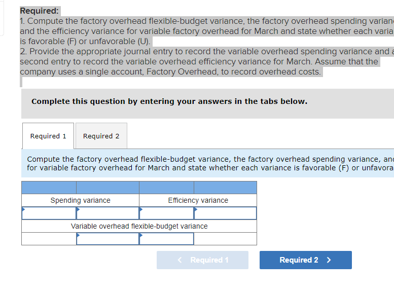 Solved Required information and the efficiency variance for | Chegg.com