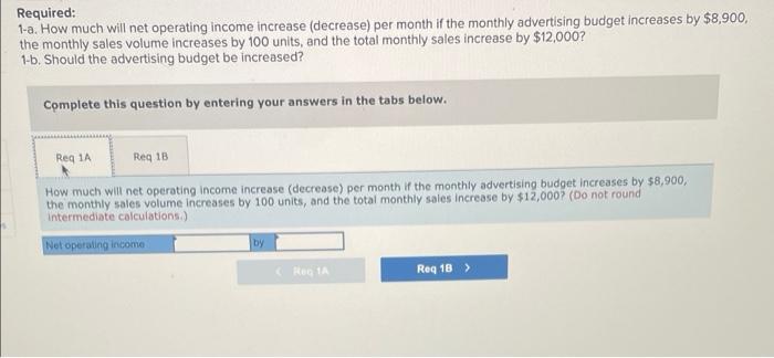 Solved Required 1 A How Much Will Net Operating Income 3920