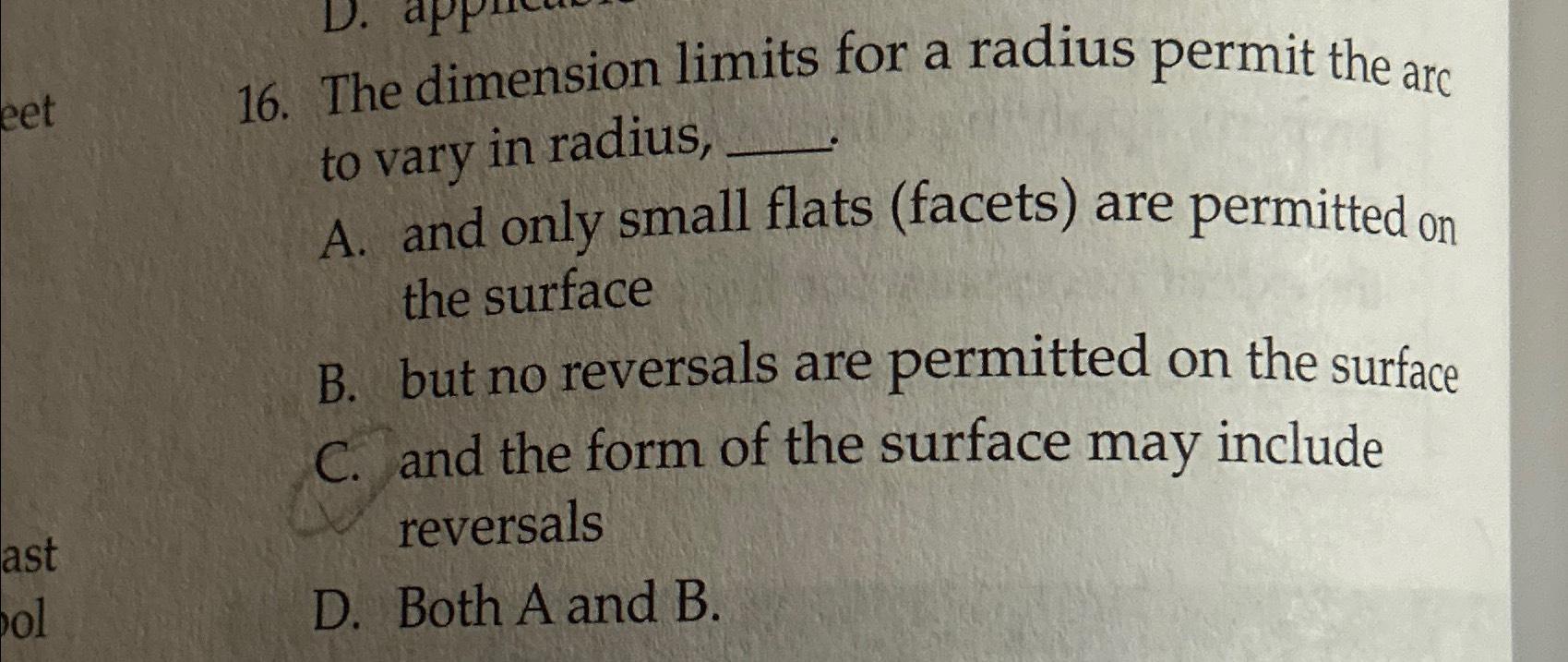 Solved The dimension limits for a radius permit the arc to | Chegg.com