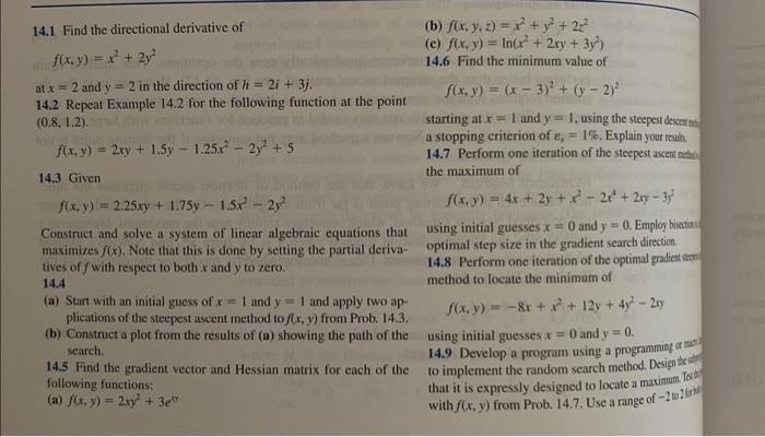 Solved 14.1 Find the directional derivative of (b) | Chegg.com