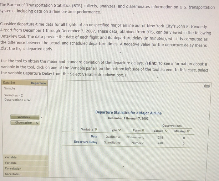 Solved The Bureau Of Transportation Statistics (BTS) | Chegg.com