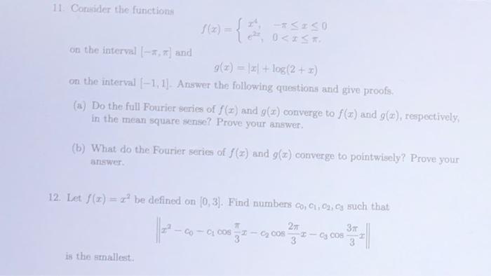 Solved s(3) = { 11. Consider the functions * | Chegg.com
