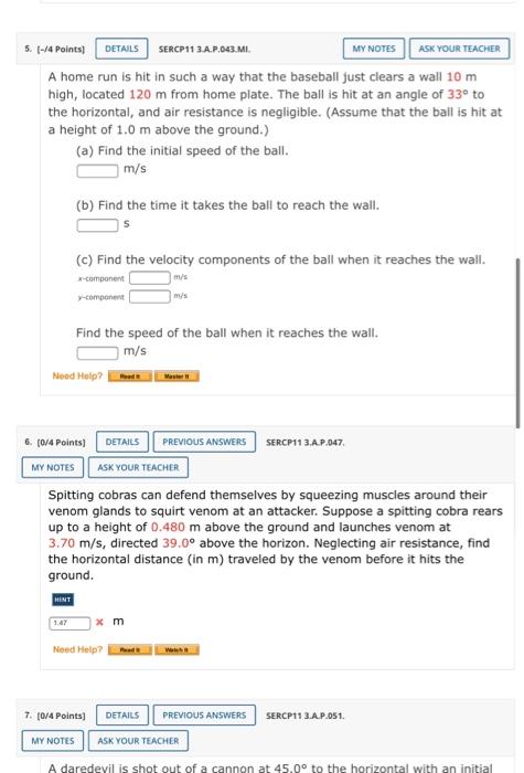Solved 5. I.4 Points DETAILS SERCP11 3.A.P.043.MI. MY NOTES | Chegg.com