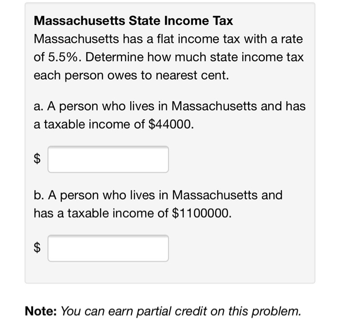 Solved Massachusetts State Tax Massachusetts has a