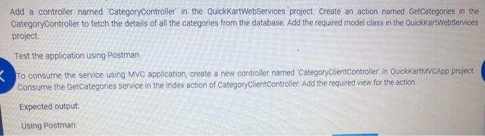 Solved Add a controller named 'CategoryController in the | Chegg.com