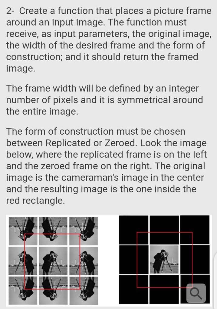 2- Create a function that places a picture frame | Chegg.com