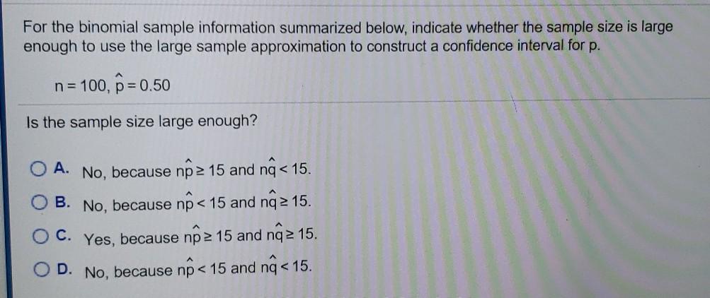 Solved For the binomial sample information summarized below, | Chegg.com