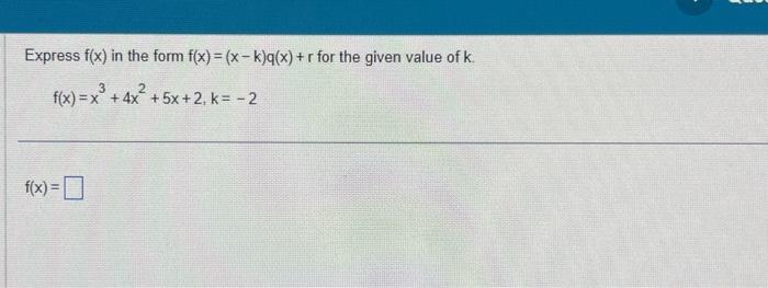 express f x in the form x p 2 q