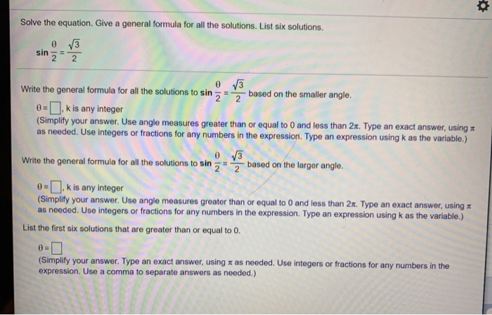 Solved Solve the equation. Give a general formula for all | Chegg.com