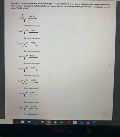Solved for each of the reactions, identify the type of | Chegg.com