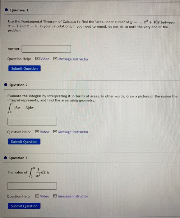 Solved Question 1 Use the Fundamental Theorem of Calculus to | Chegg.com