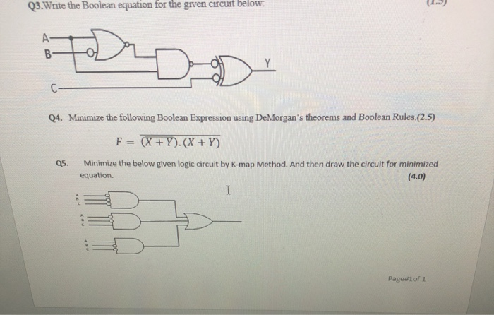 Solved 11. Q3.Write the Boolean equation for the given | Chegg.com