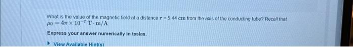 Solved What is the value of the magnetic field at a distance | Chegg.com