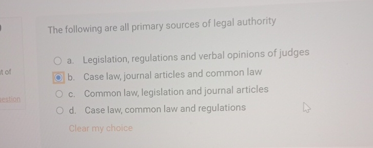 Solved The following are all primary sources of legal | Chegg.com