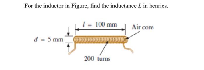 Solved For the inductor in Figure, find the inductance L in | Chegg.com