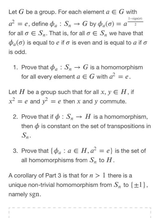 Let G Be A Group For Each Element A E G With Chegg Com