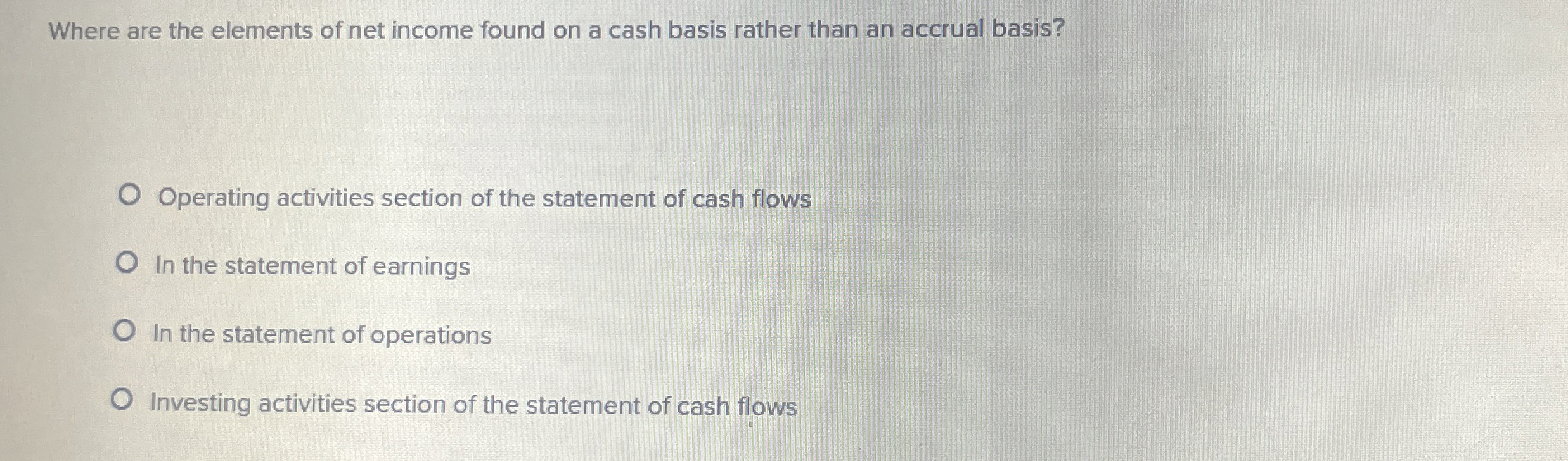 Solved Where are the elements of net income found on a cash | Chegg.com