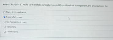 Solved In applying agency theory to the relationships | Chegg.com