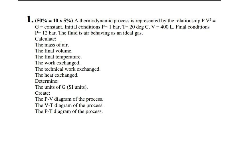 Solved 1. (50% = 10 x 5%) A thermodynamic process is | Chegg.com