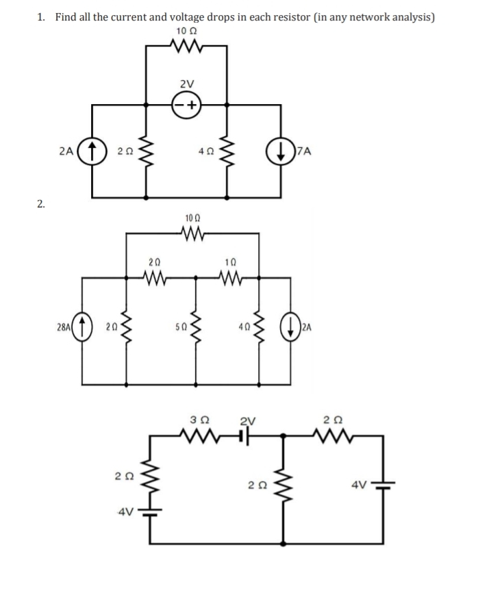 Find all the current and voltage drops in each