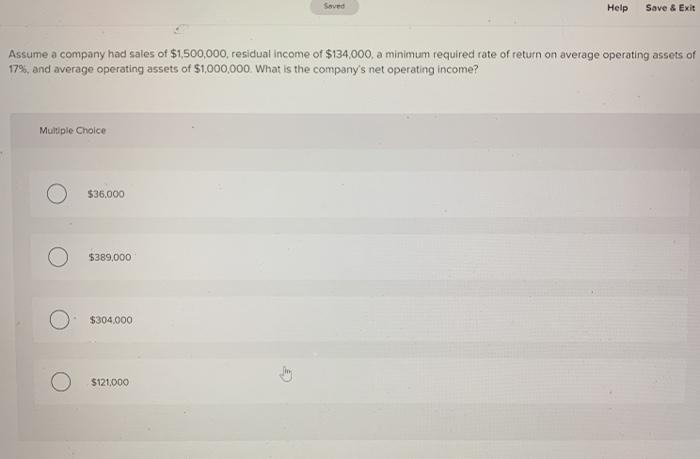 Solved Saved Help Save & Exit Assume a company had sales of | Chegg.com