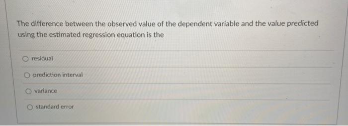 Solved The difference between the observed value of the | Chegg.com