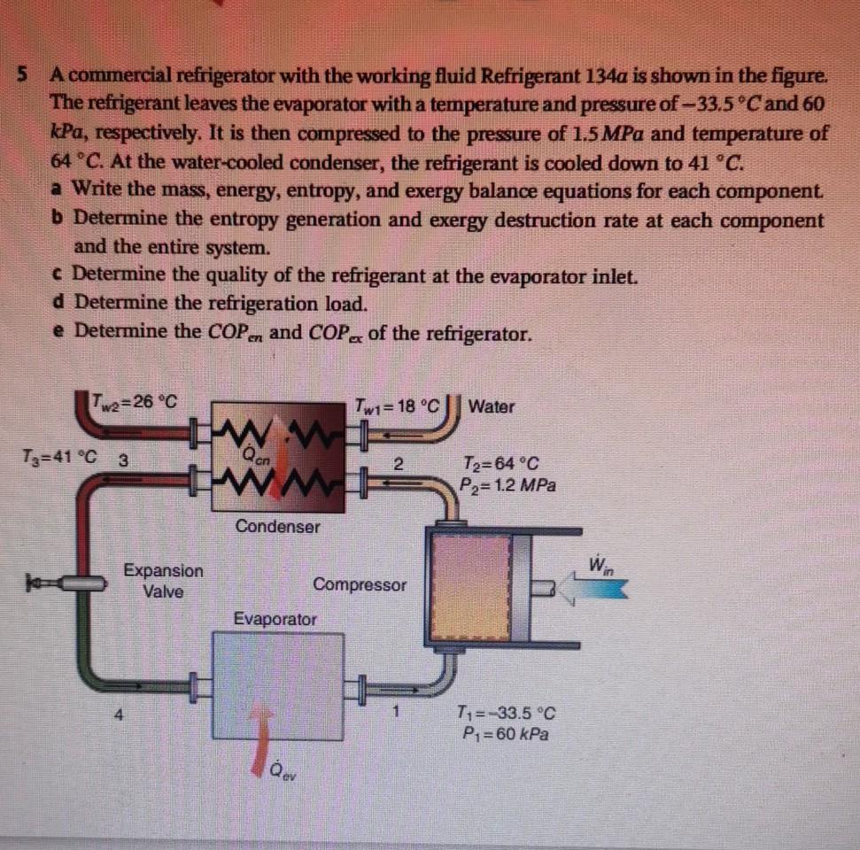 Solved 5 A commercial refrigerator with the working fluid