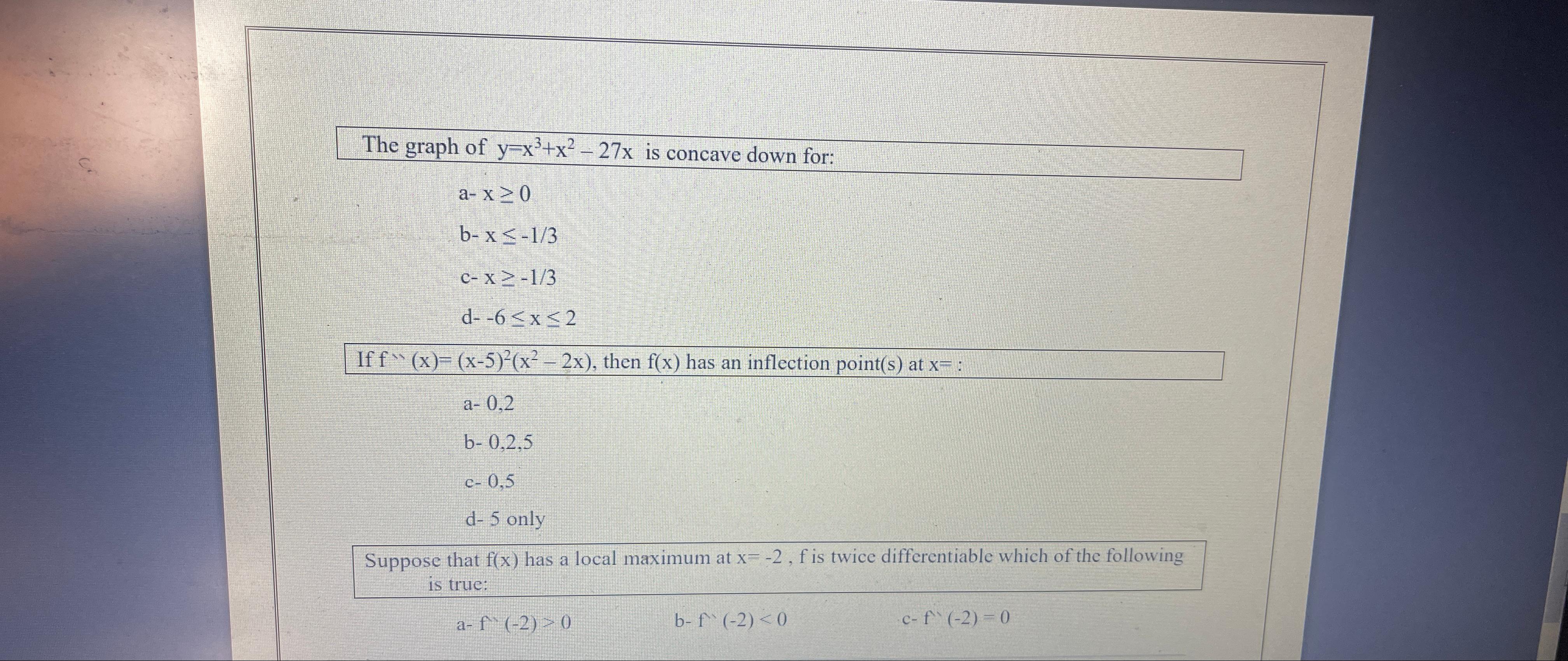 solved-the-graph-of-y-x-3-x-2-27x-is-concave-down-chegg