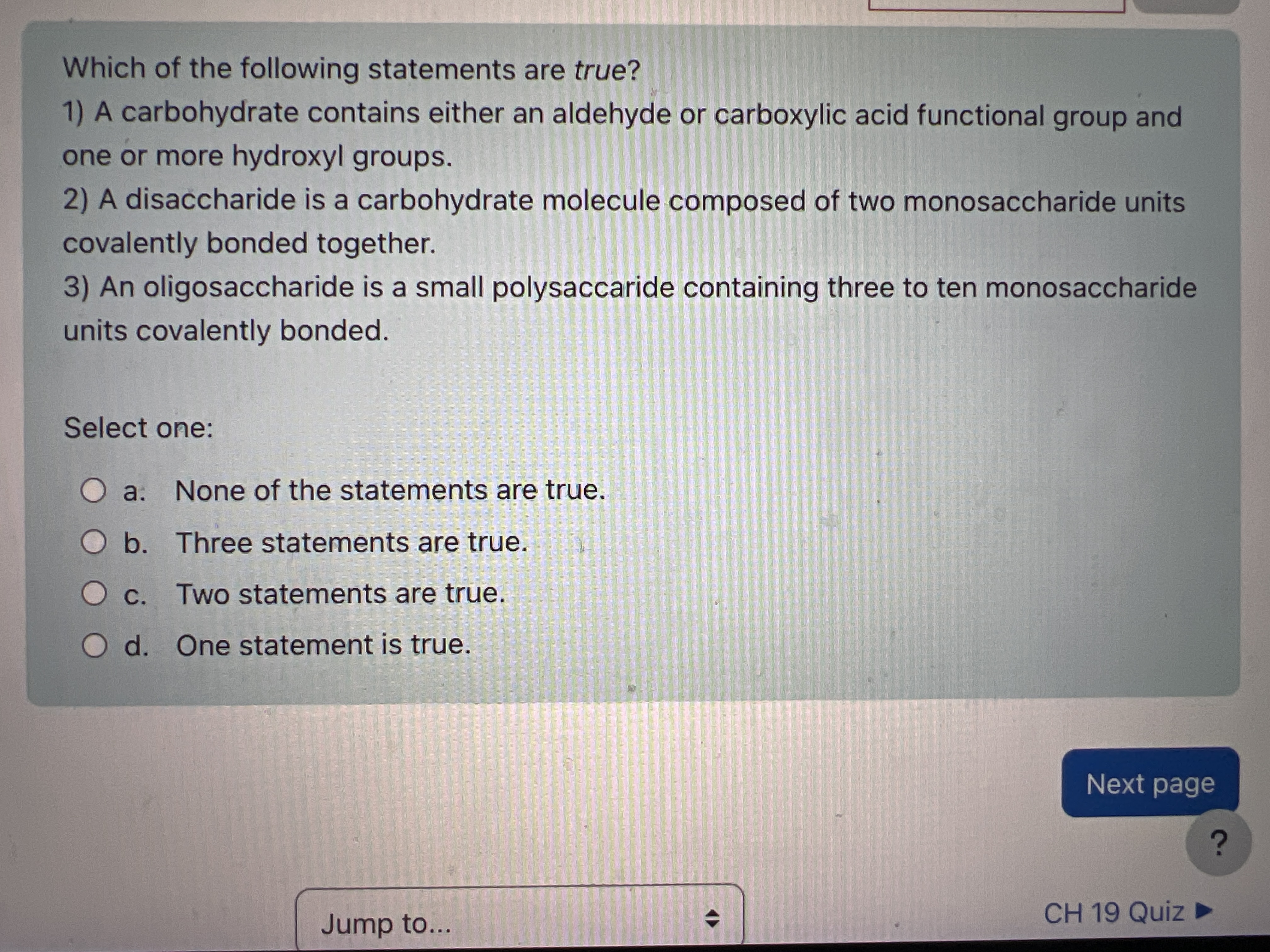 Solved Which of the following statements are true?1) ﻿A | Chegg.com
