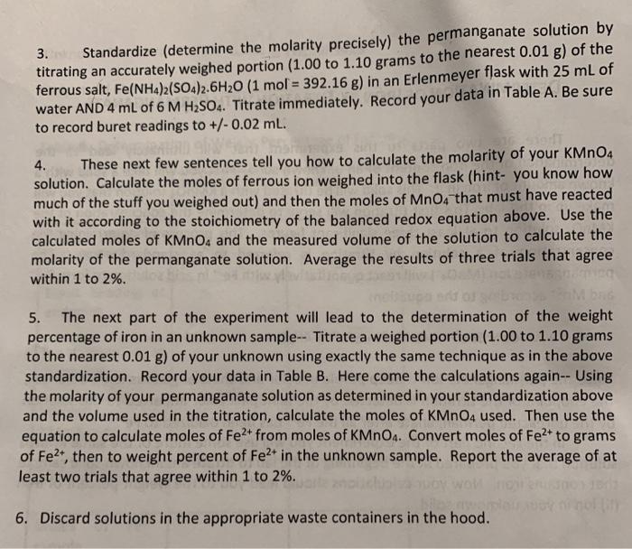 Solved EXPERIMENT 2 DETERMINATION OF IRON BY TITRATION WITH