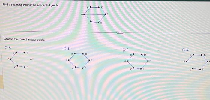 Solved Find a spanning tree for the connected graph. Choose | Chegg.com