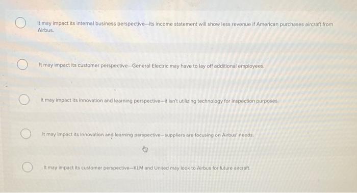 It may impact its internal business perspective-Its income statement will show less revenue if American purchases aircraft fr