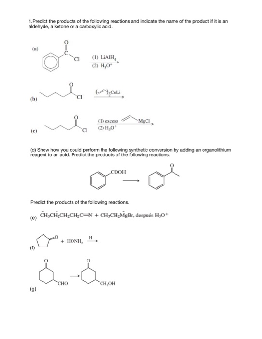 Solved 1.Predict the products of the following reactions and | Chegg.com