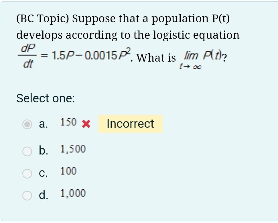 Solved (BC Topic) Suppose That A Population P(t) Develops | Chegg.com