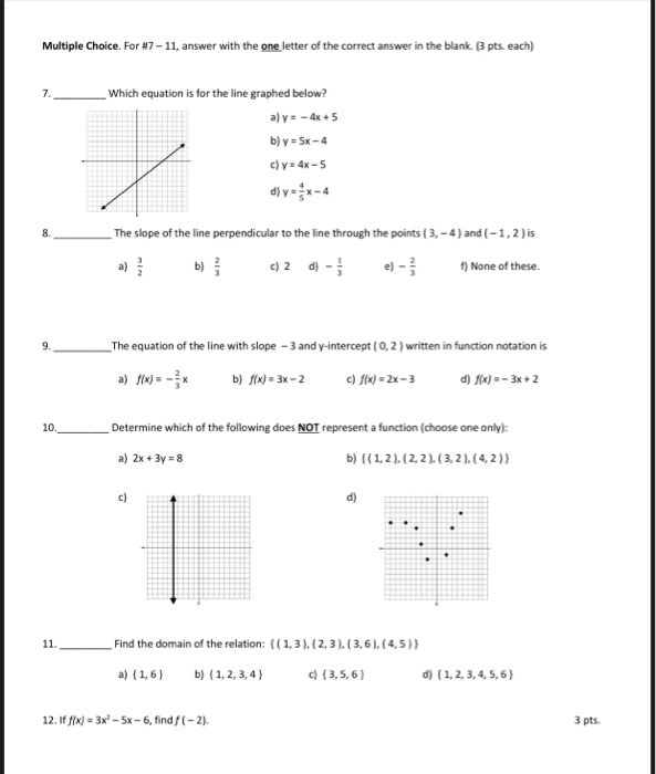 Solved Multiple choice. For #7 - 11, answer with the one | Chegg.com