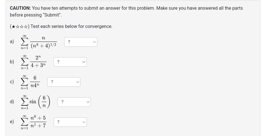 Solved CAUTION: You have ten attempts to submit an answer | Chegg.com
